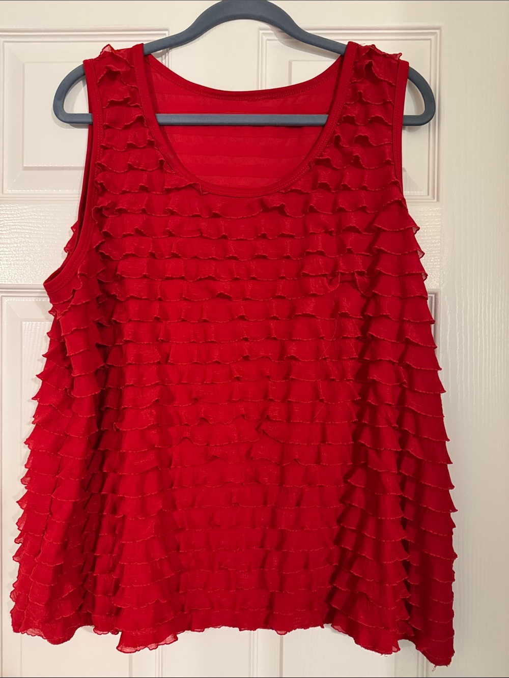 Source Unknown Red Ruffle Layered Tank Top